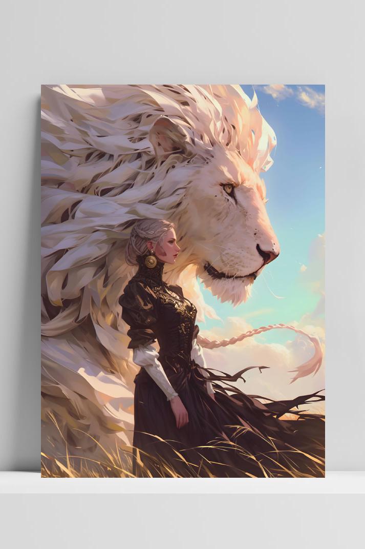 Leeuw Prinses op 3mm aluminium dibond