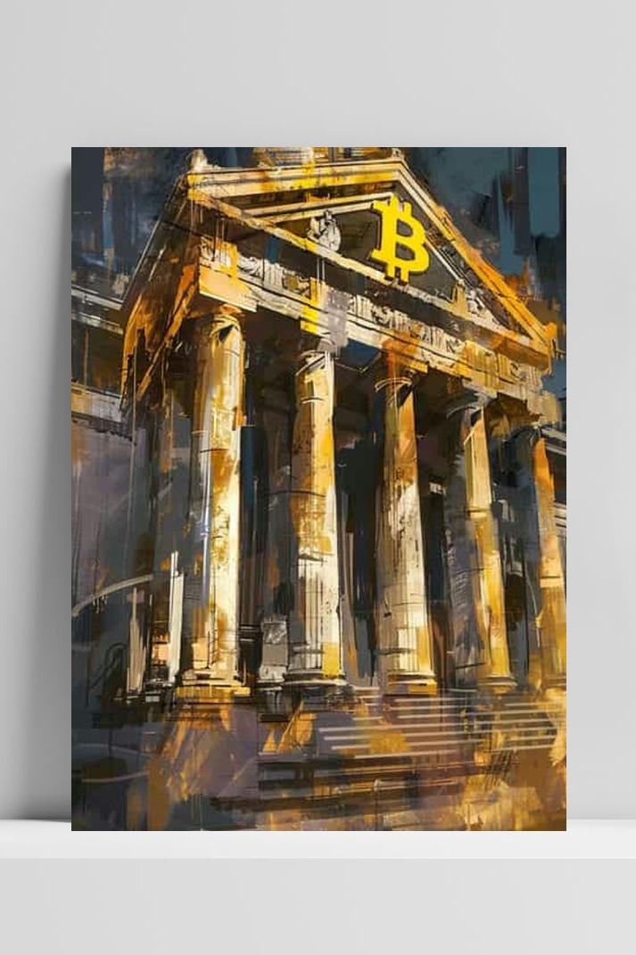 Bitcoin Bank Aquarel op 3mm aluminium dibond