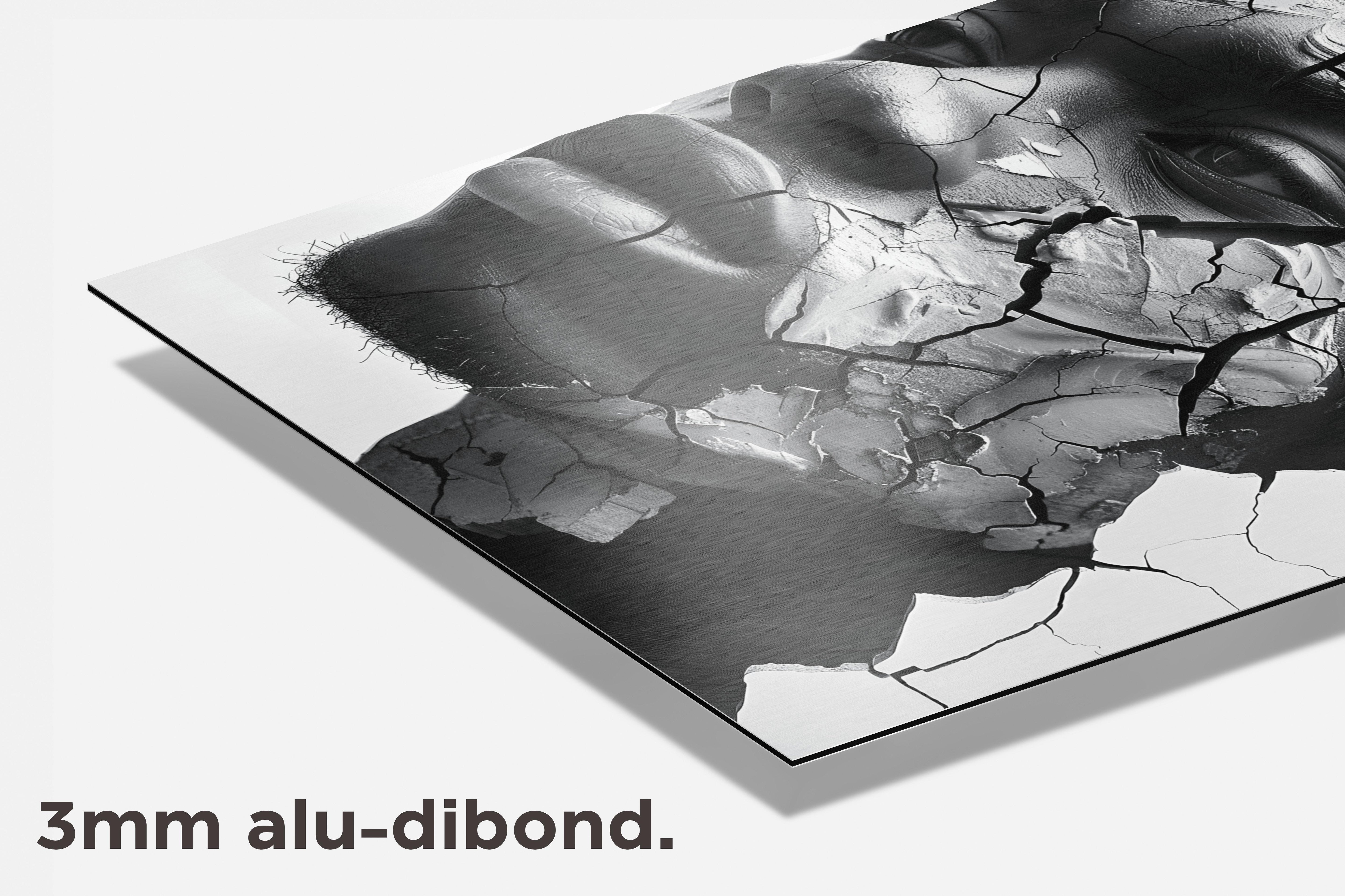 Gebroken Zwart-wit dibond detail