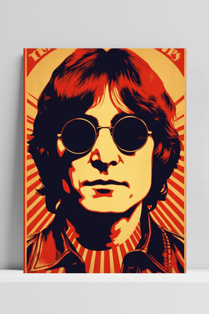 John Lennon Rood op 3mm aluminium dibond
