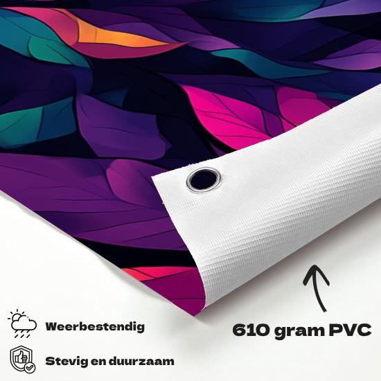 Tuinposter Cannabis Kleurrijk materiaal-detail: 610 grams weerbestendig PVC-doek