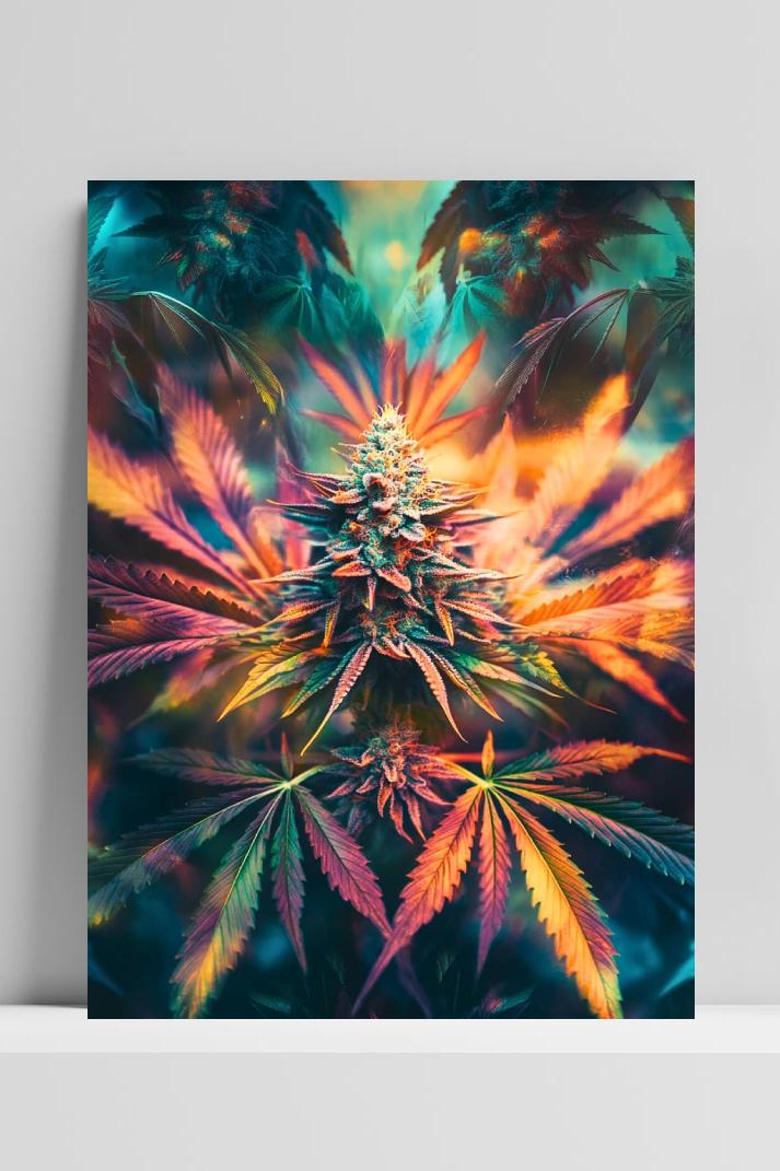 Cannabisplant op 3mm aluminium dibond