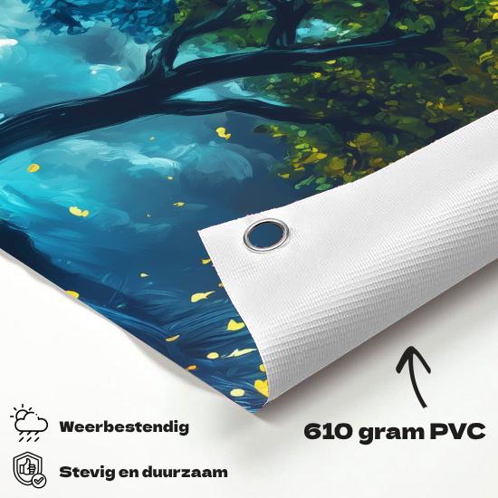 Tuinposter Vier Seizoenen materiaal-detail: 610 grams weerbestendig PVC-doek