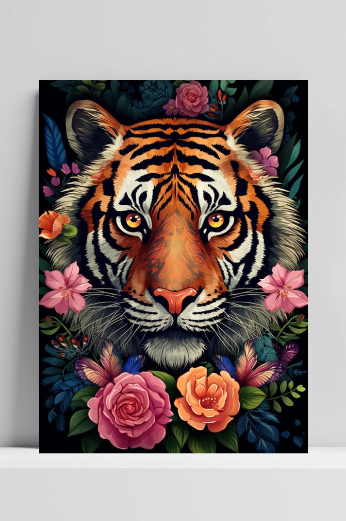 Tijger Bloemen op 3mm aluminium dibond