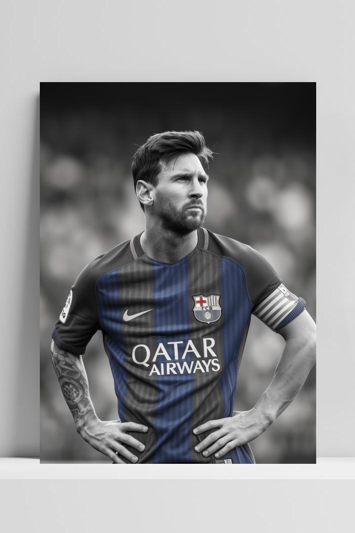 Messi FC Barcelona op 3mm aluminium dibond