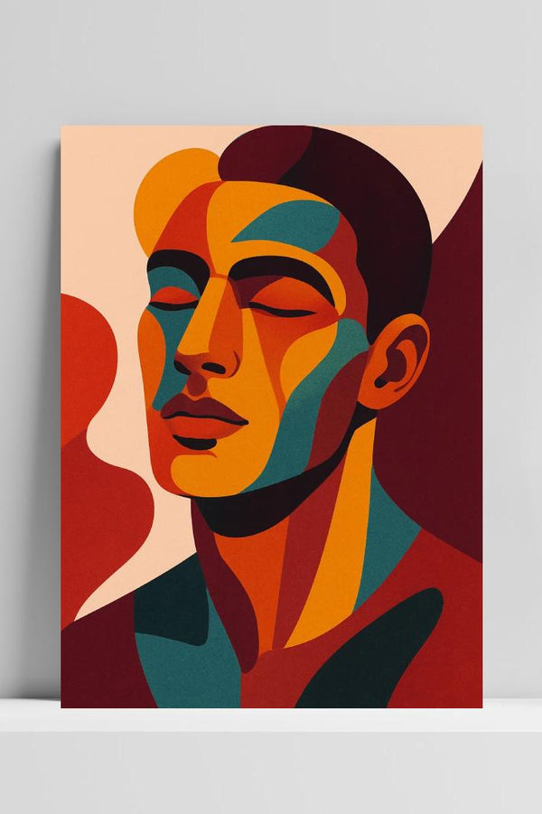 Man Portrait Abstract Geometric Poster