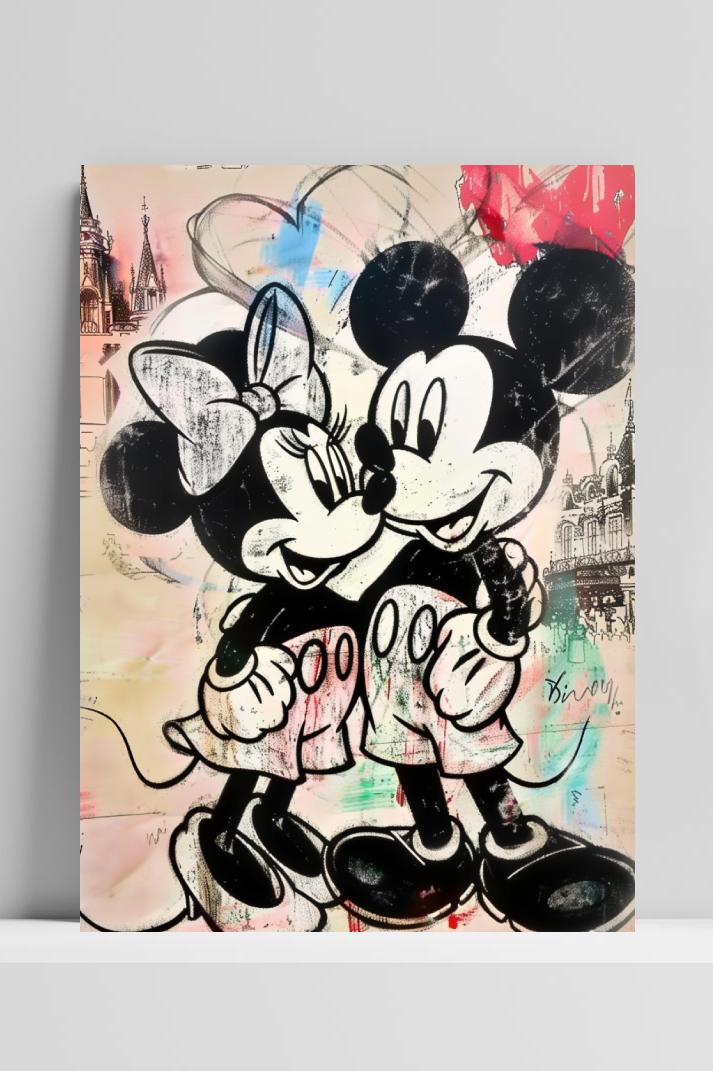 Mickey Minnie hart op 3mm aluminium dibond