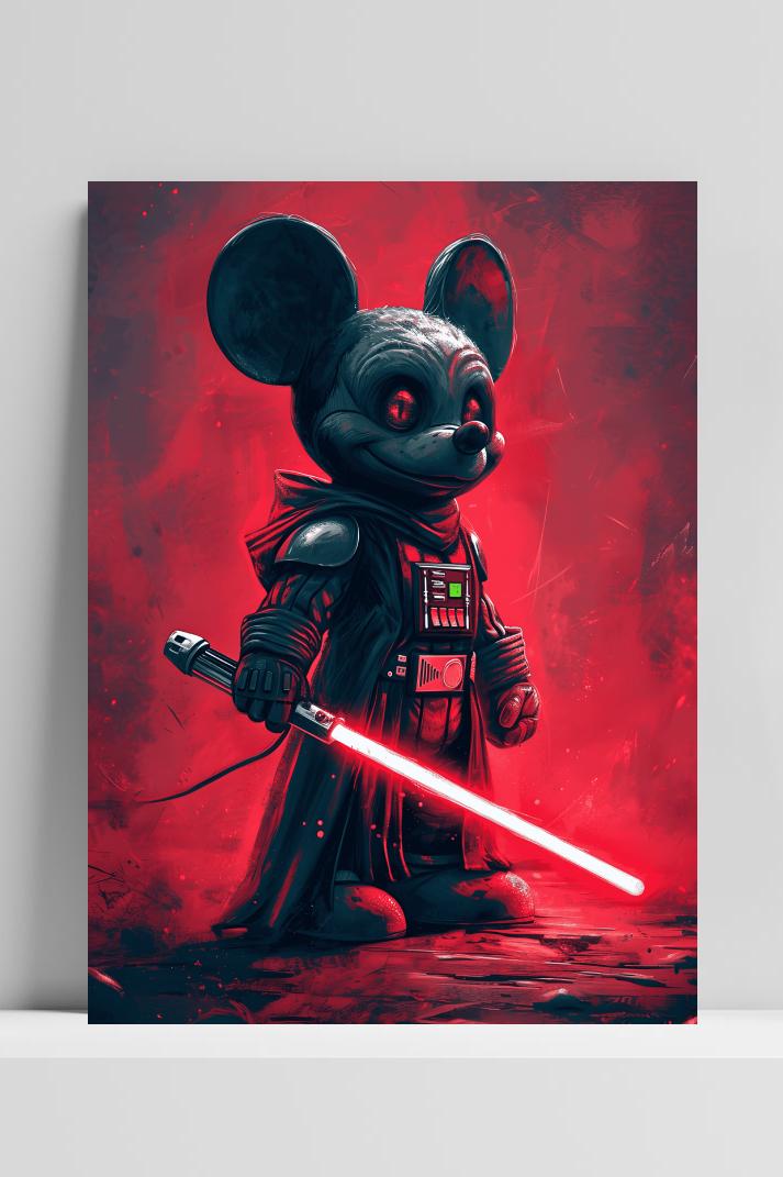 Darth Mickey Mouse op 3mm aluminium dibond
