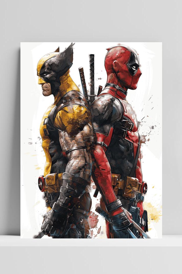 Deadpool en Wolverine op 3mm aluminium dibond