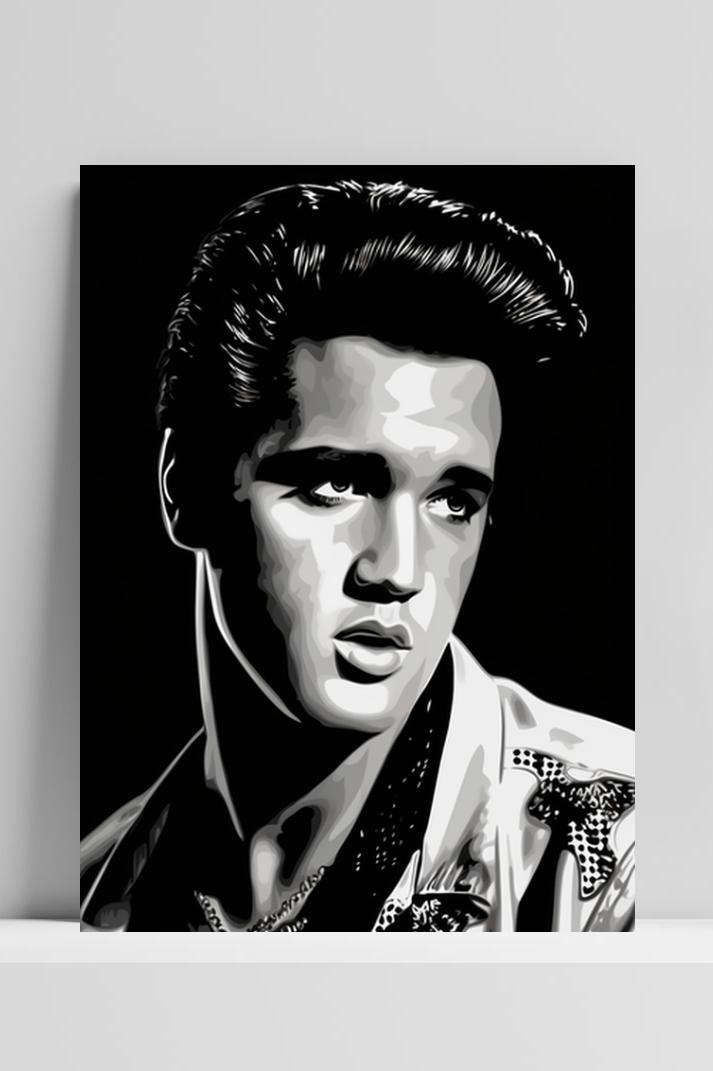 Elvis Black Mono op 3mm aluminium dibond