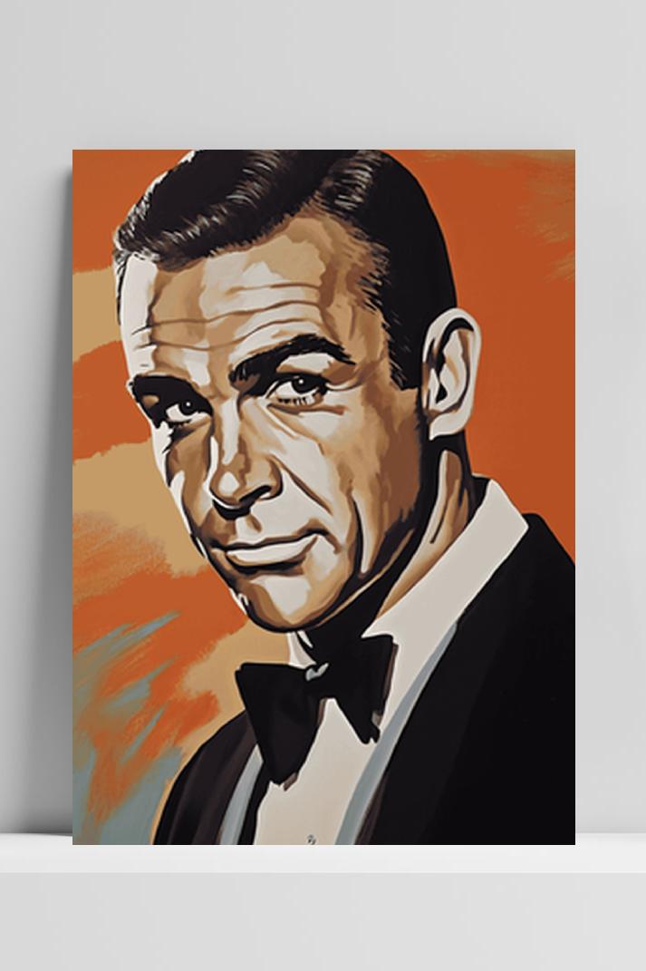 James Bond Sean Connery op 3mm aluminium dibond