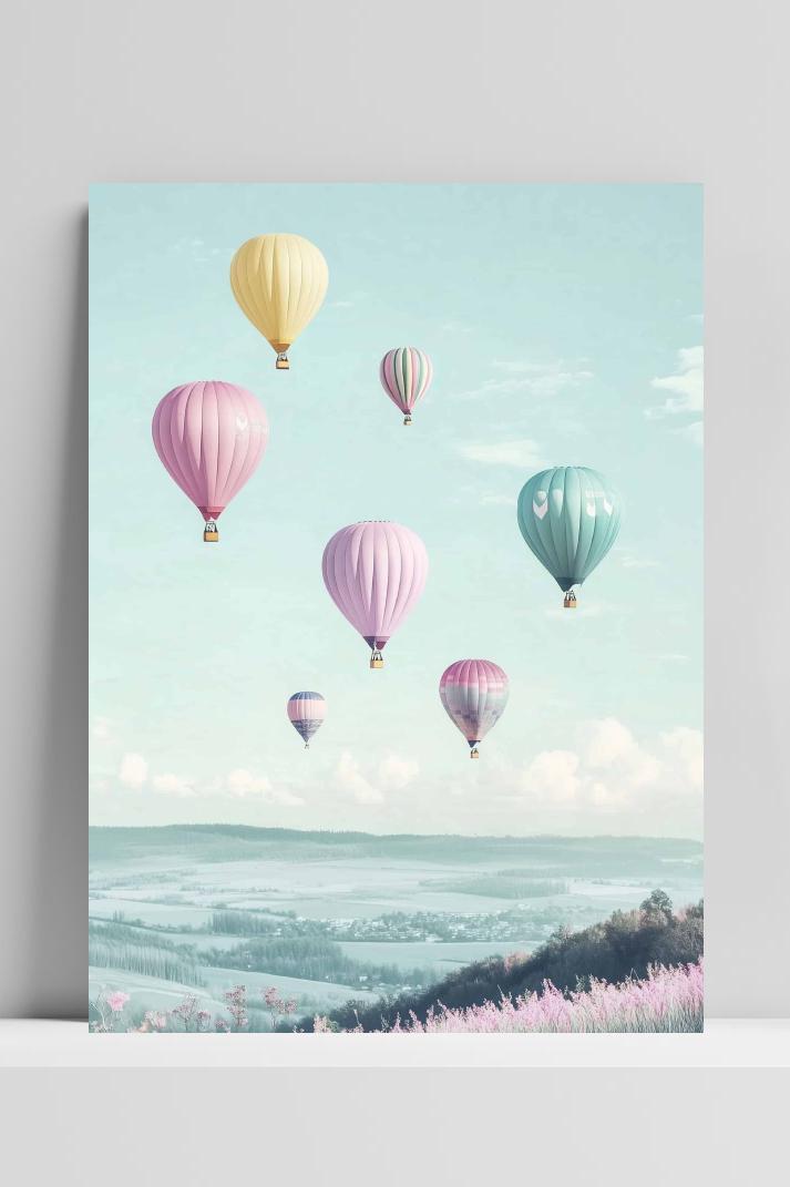 Hete Luchtballon Pastel op 3mm aluminium dibond
