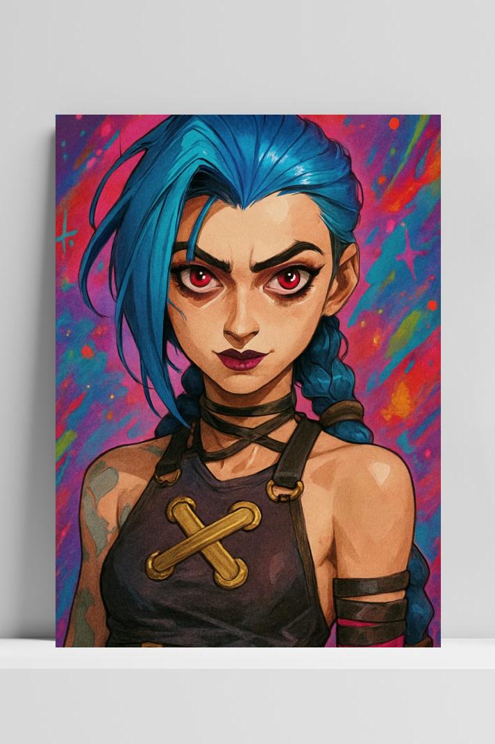 Jinx League of Legends op 3mm aluminium dibond