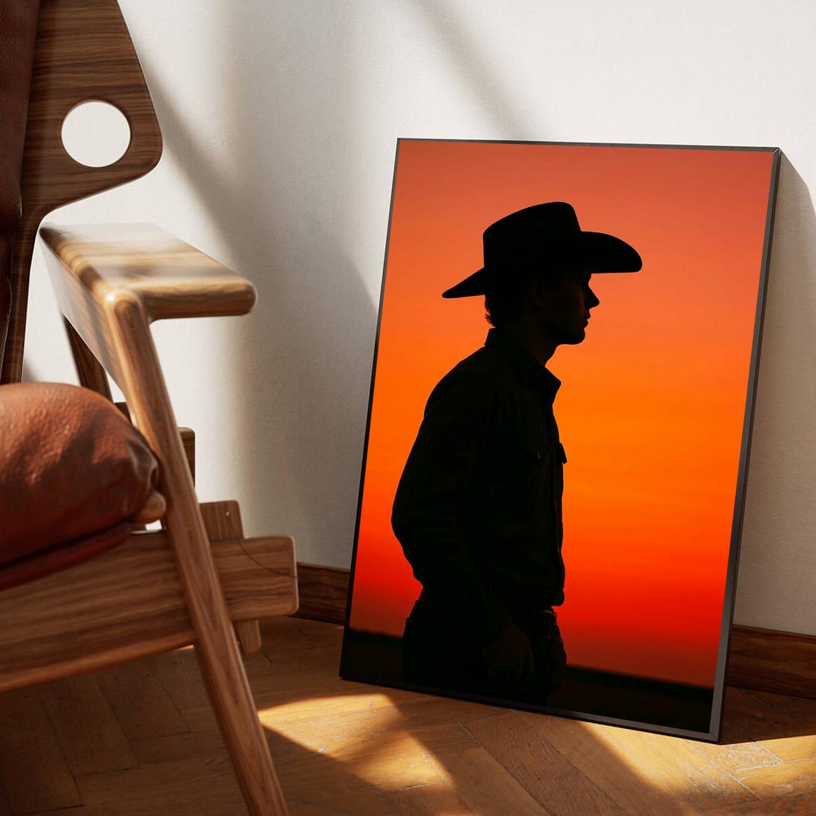 Cowboy Silhouette Sunset poster sfeerbeeld 1