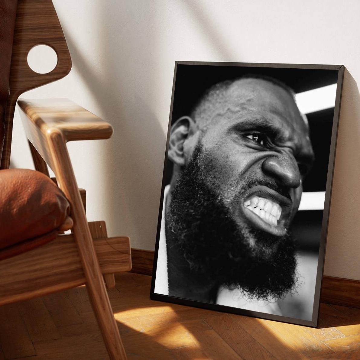 LeBron James B&W poster sfeerbeeld 1