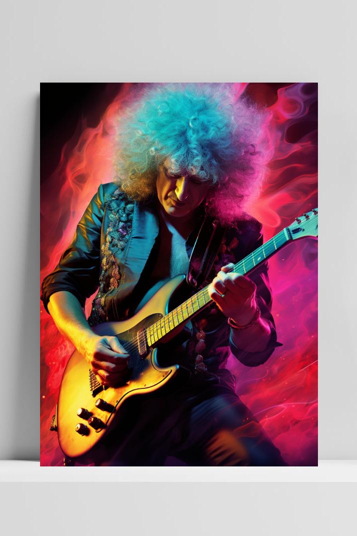 Brian May Rood op 3mm aluminium dibond
