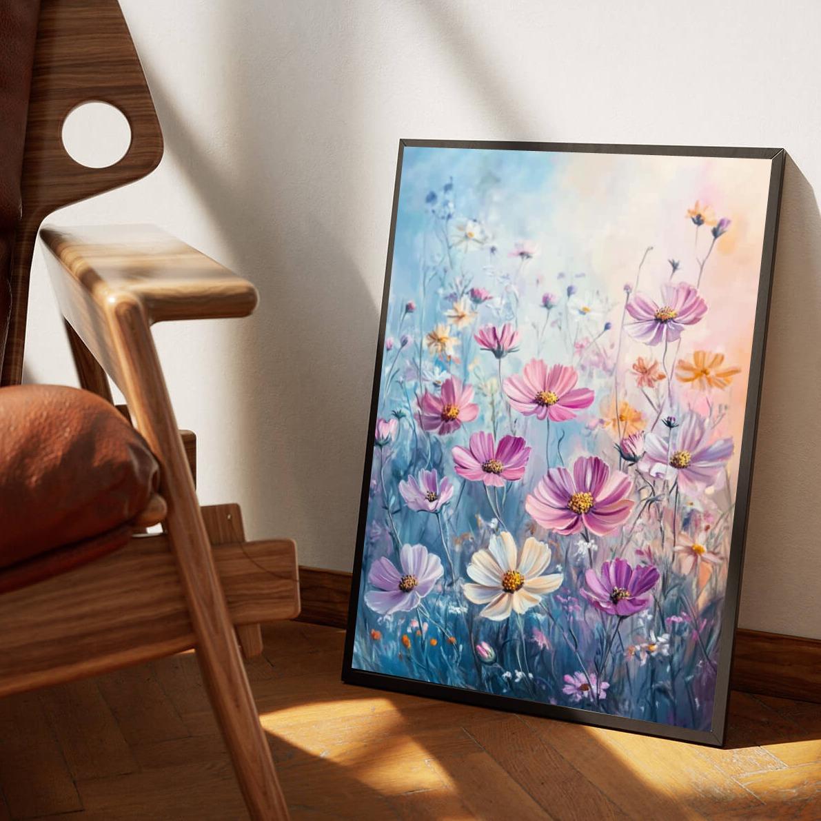 Cosmos Flowers Aquarel dans un intérieur