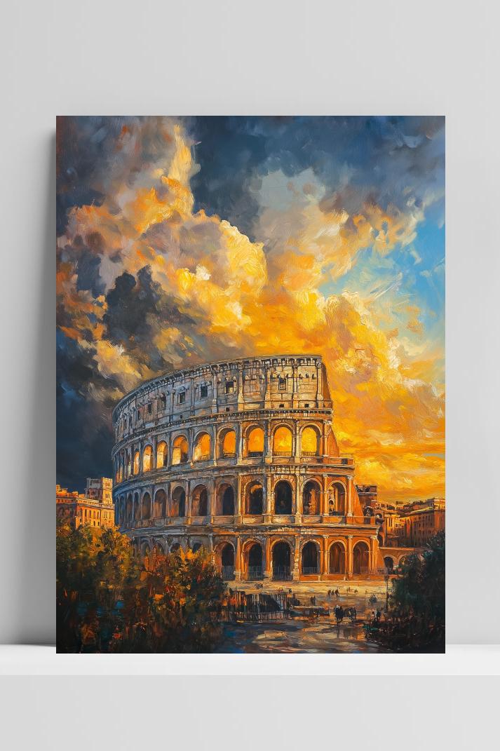 Colosseum Rome Aquarel op 3mm aluminium dibond