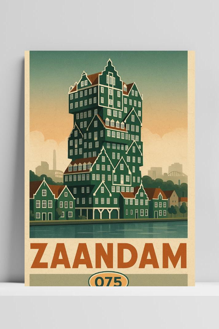 Zaandam Text Vintage op 3mm aluminium dibond