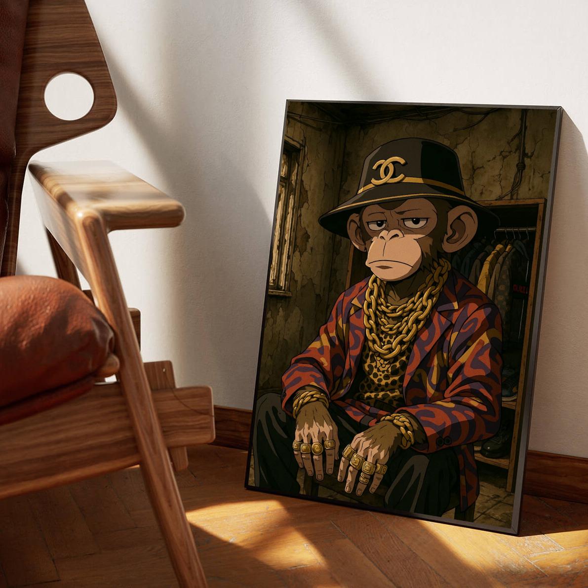 Monkey Chanel Cartoon poster sfeerbeeld 1