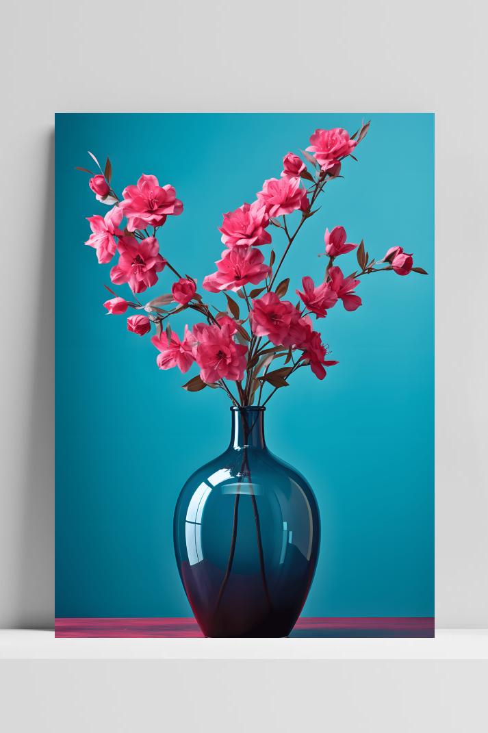 Cyan Magenta Vaas op 3mm aluminium dibond