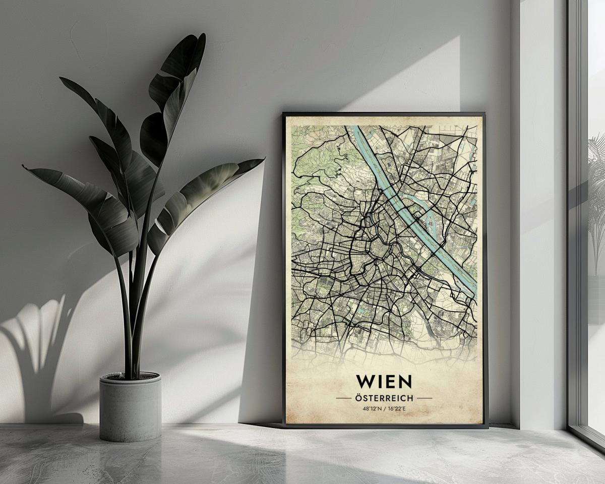 Wien Map Österreich Vintage poster van 25 Artstreet