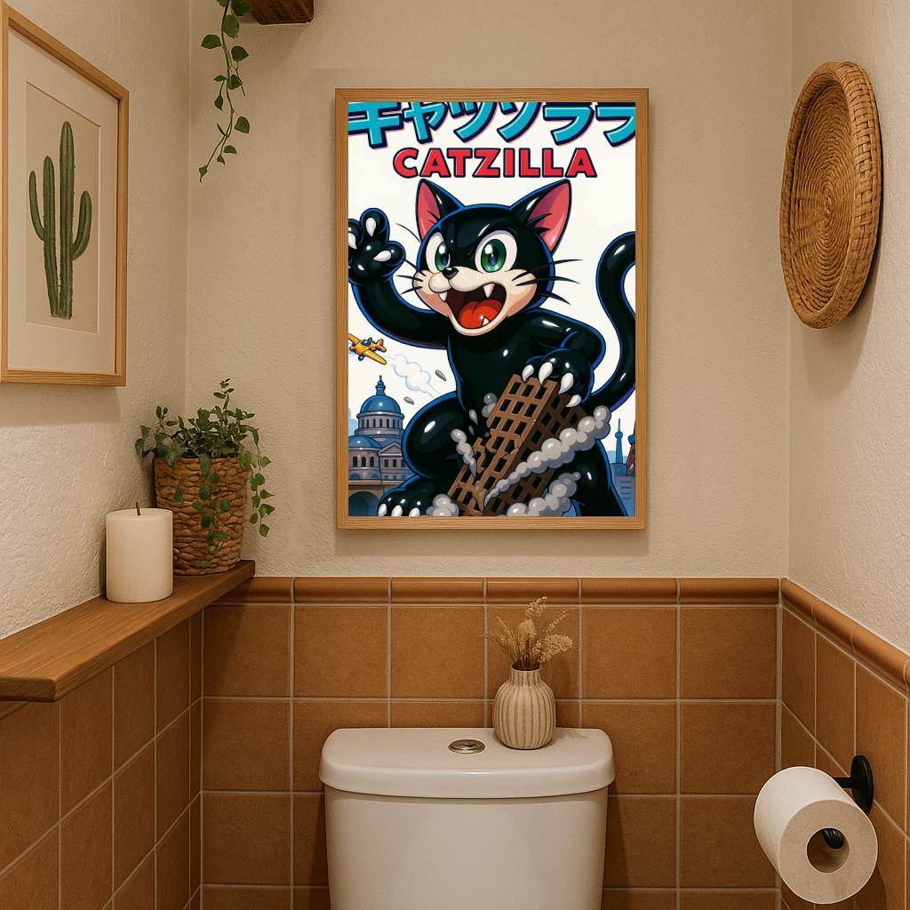 Catzilla Cartoon Text poster sfeerbeeld 3