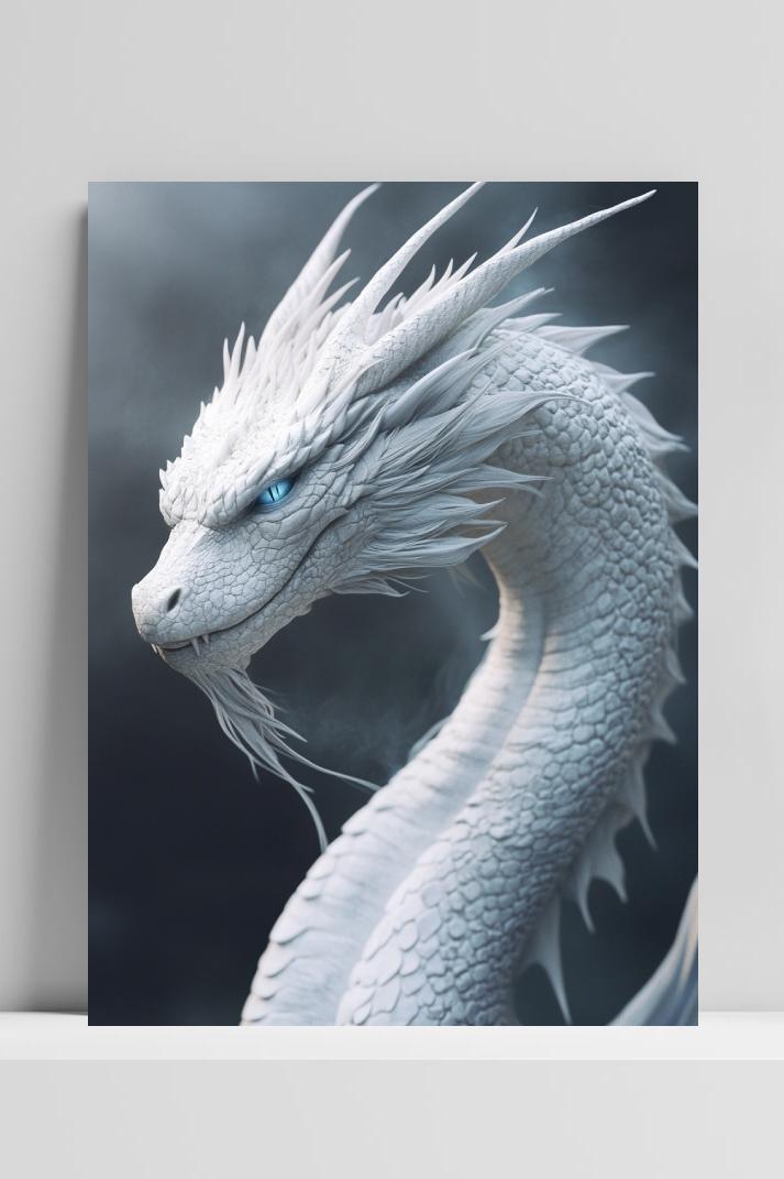White Dragon Digital Mythical in an interior