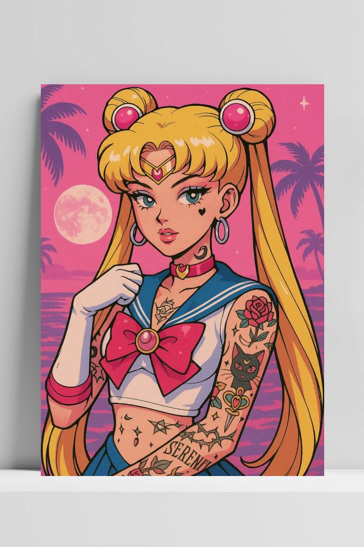 Sailor Moon Tattoo op 3mm aluminium dibond