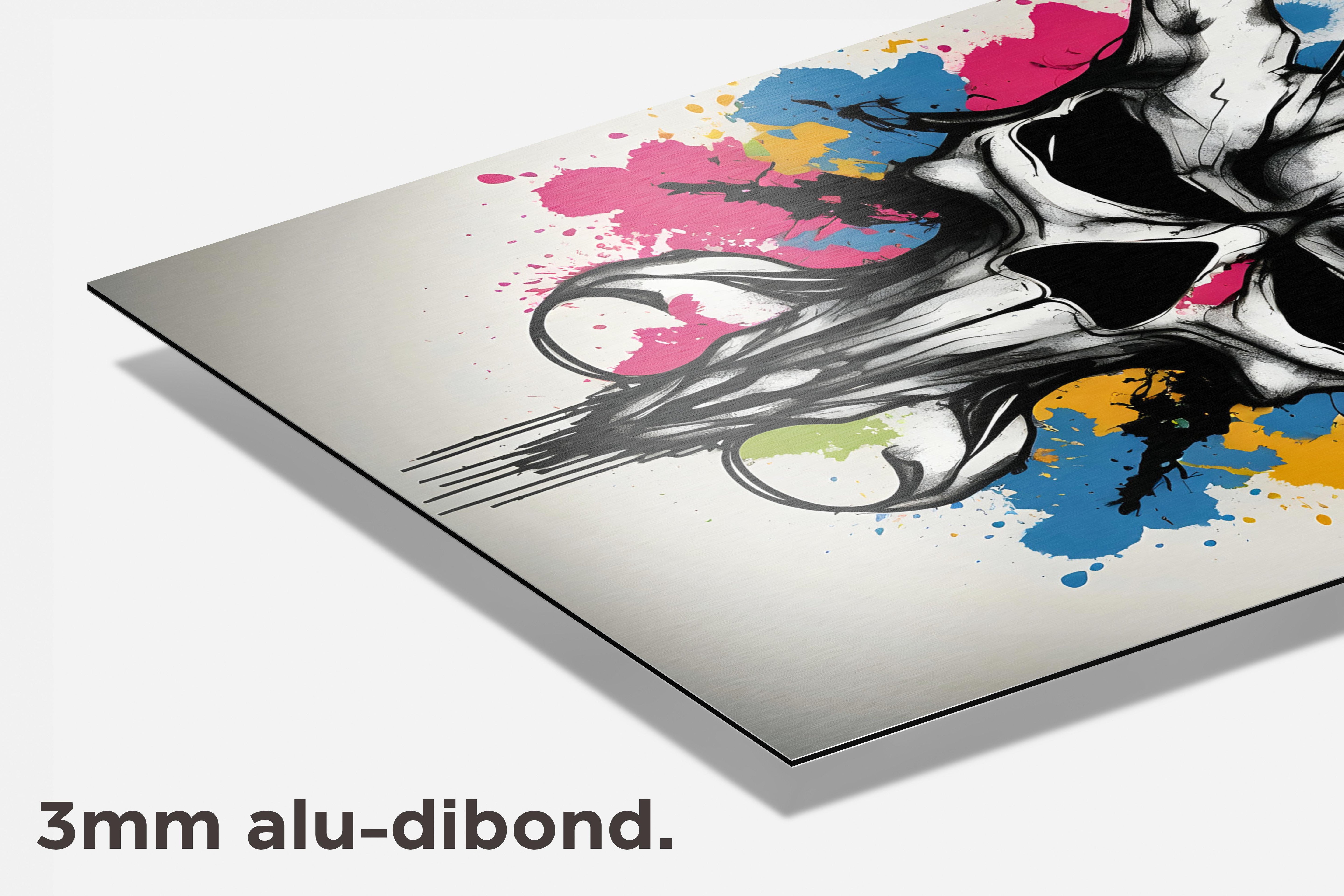 Muis Skull Verf dibond detail