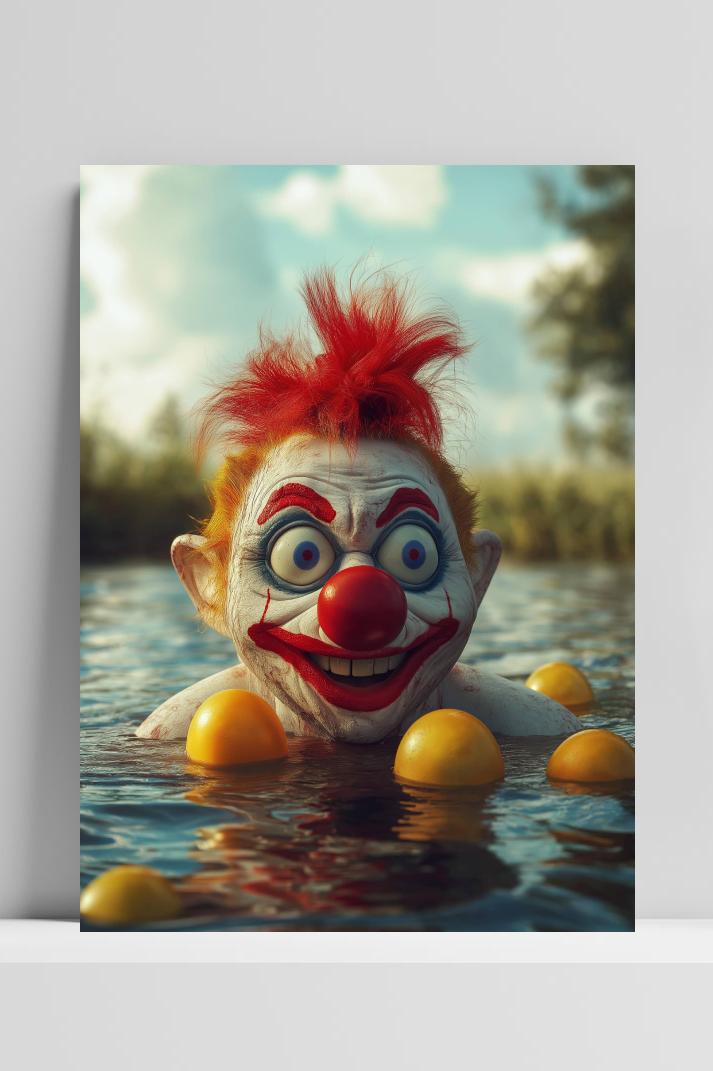 Enge Clown op 3mm aluminium dibond