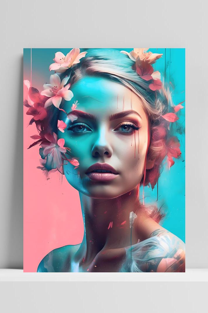 Vrouw Bloemen op 3mm aluminium dibond