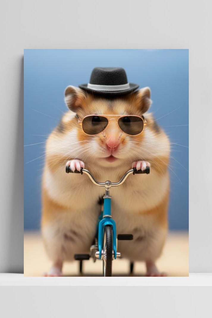 Mouse Hamster Fashion Bicycle Sunglasses op 3mm aluminium dibond