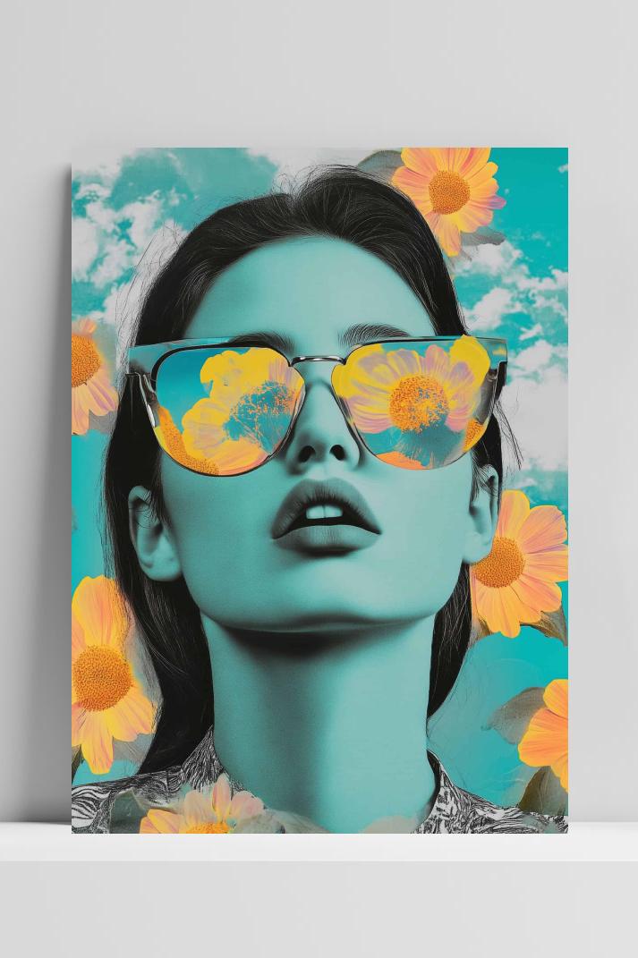 Bloemen Vrouw op 3mm aluminium dibond