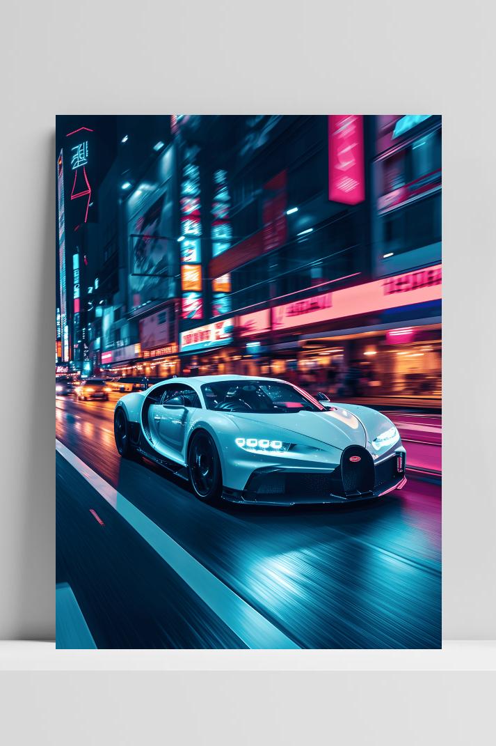 Bugatti Neon Wit op 3mm aluminium dibond