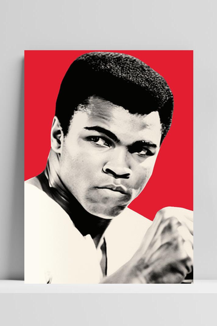 Muhammad Ali Rood op 3mm aluminium dibond