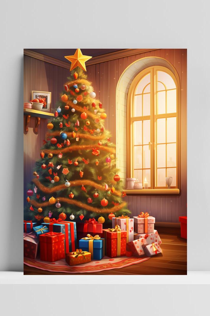 Kerstboom Cadeau op 3mm aluminium dibond