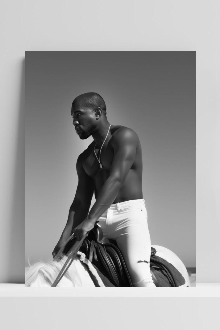 Kanye West te Paard op 3mm aluminium dibond