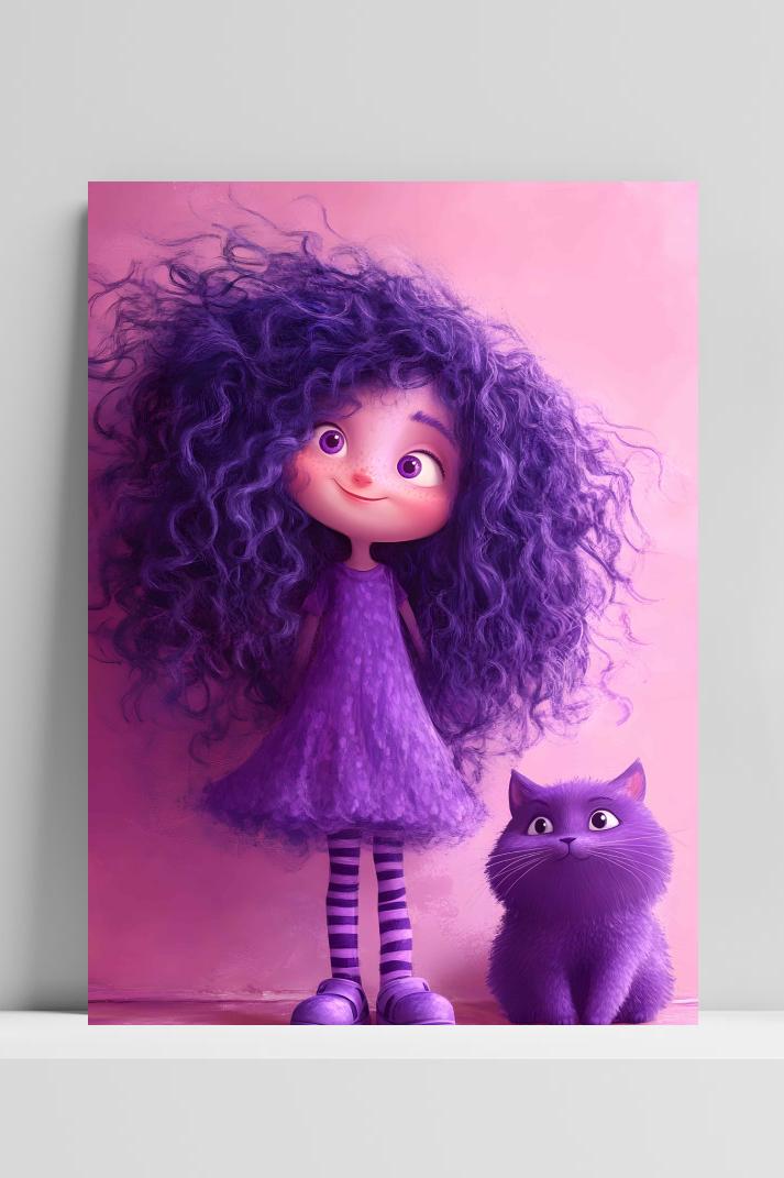 Meisje Met Kat op 3mm aluminium dibond