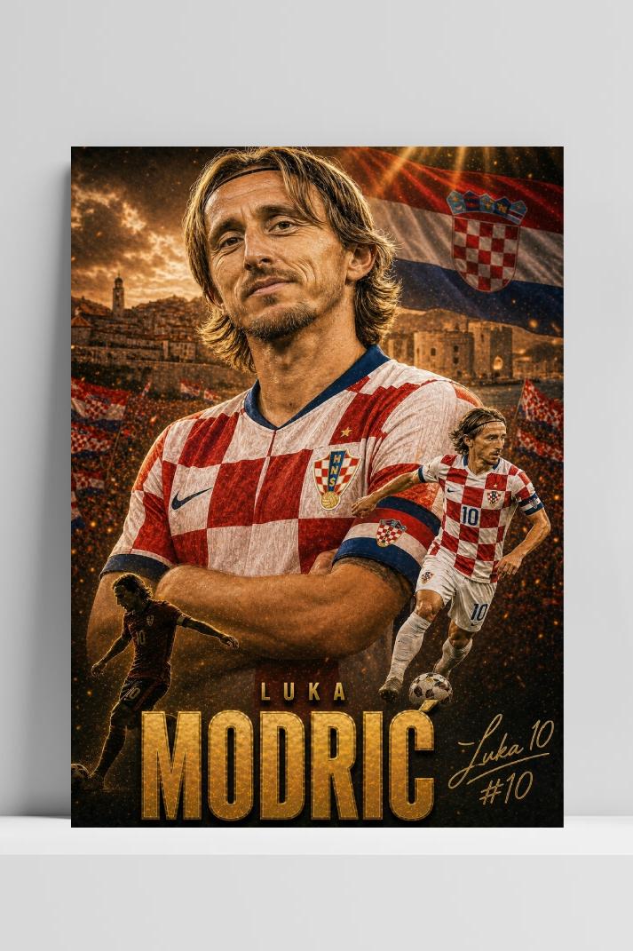 Luka Modrić op 3mm aluminium dibond
