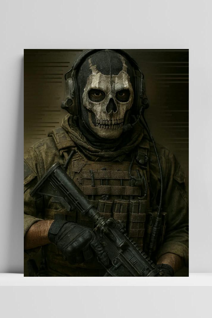 Ghost Call Of Duty op 3mm aluminium dibond