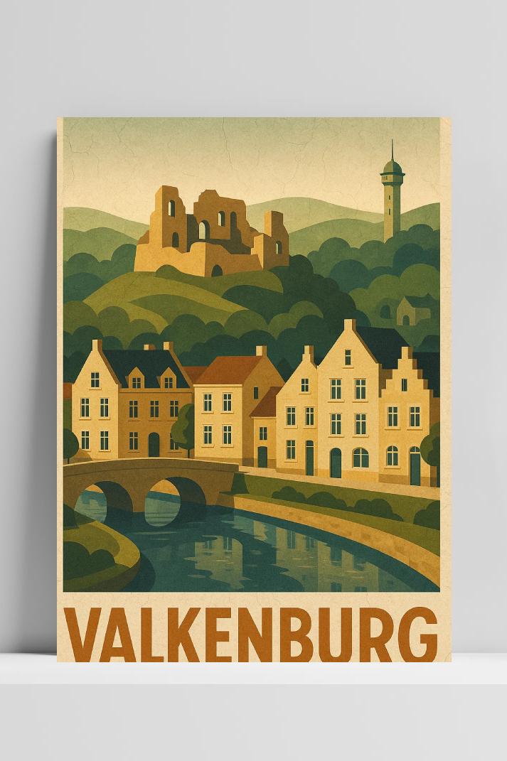 Valkenburg Text Vintage op 3mm aluminium dibond