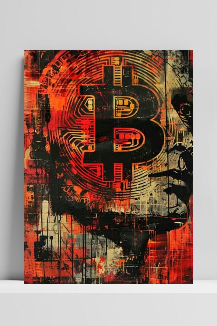 Bitcoin Man op 3mm aluminium dibond