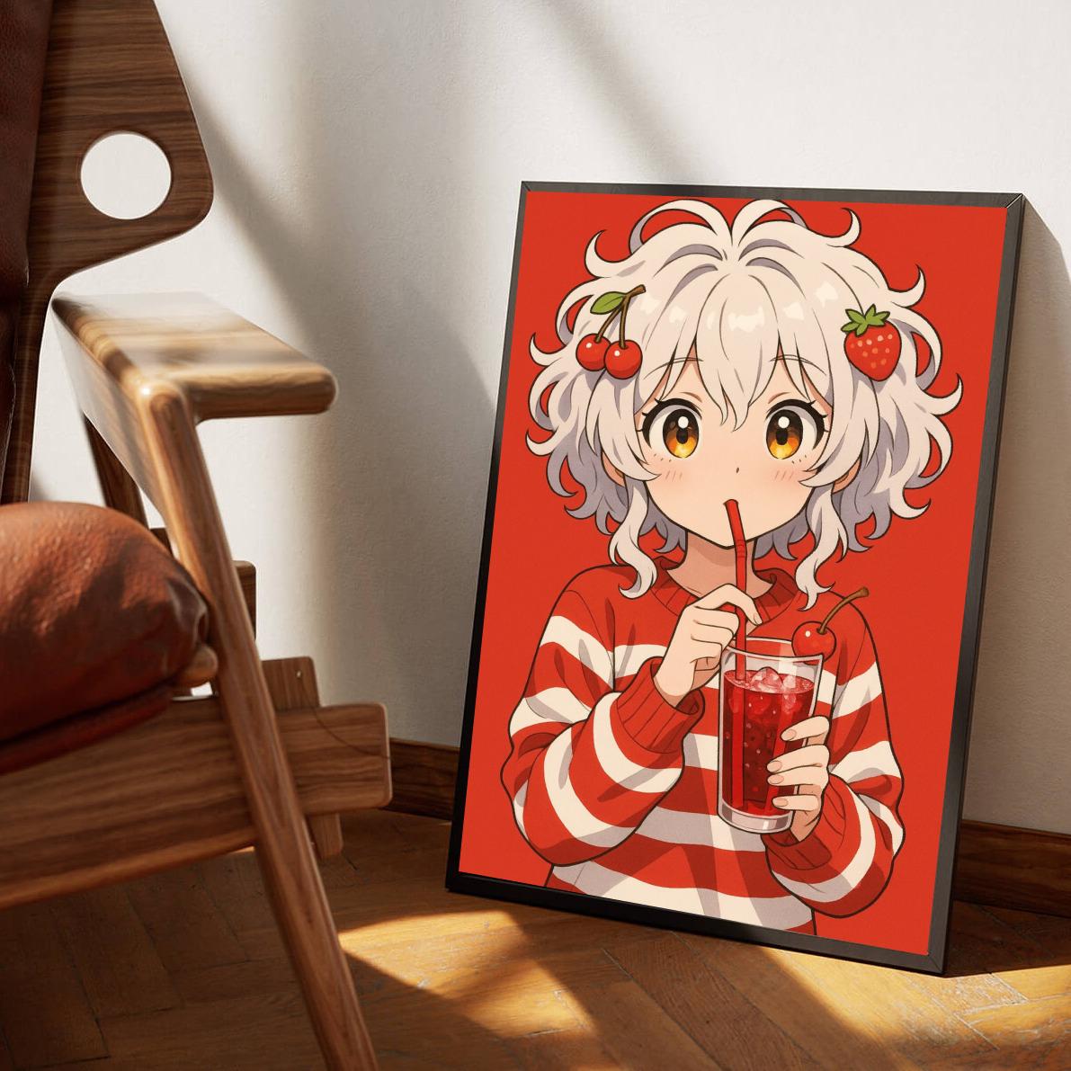 Anime Girl Cherry Strawberry poster sfeerbeeld 3