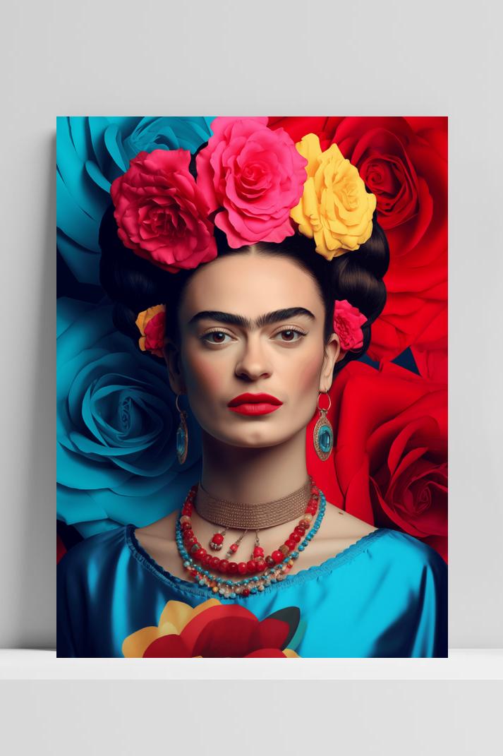 Frida Kahlo Bloemen op 3mm aluminium dibond