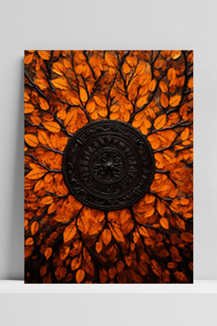 Mandala Meditatie Herfst op 3mm aluminium dibond