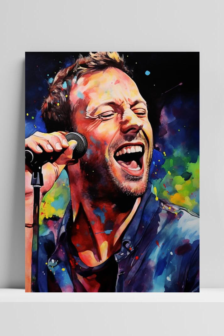 Chris Martin Coldplay op 3mm aluminium dibond