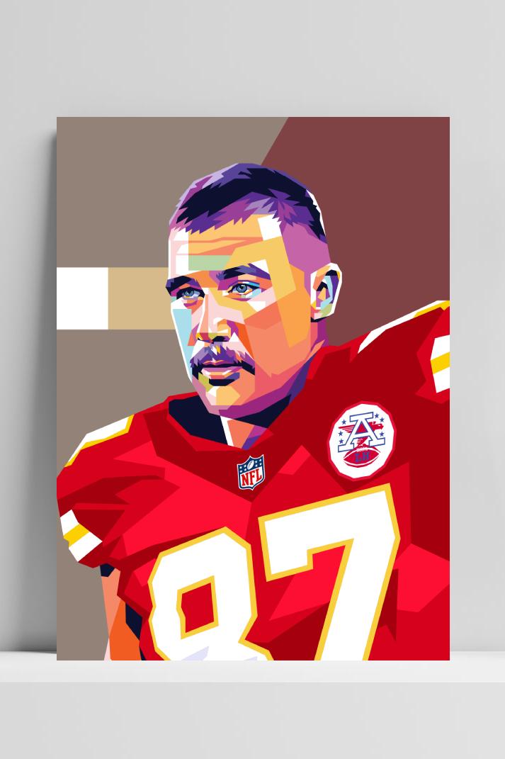 Travis Kelce op 3mm aluminium dibond