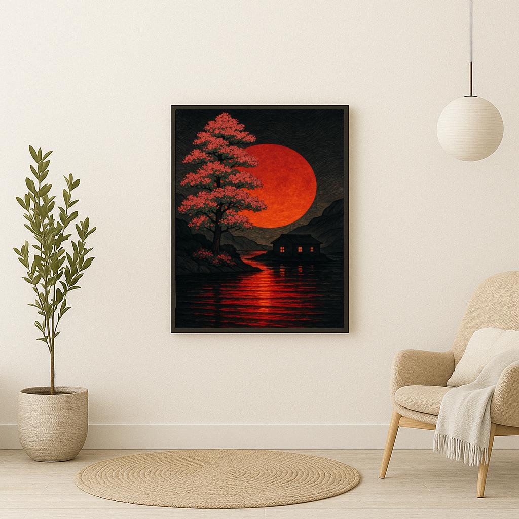 Red Moon Japanese Art poster sfeerbeeld 2