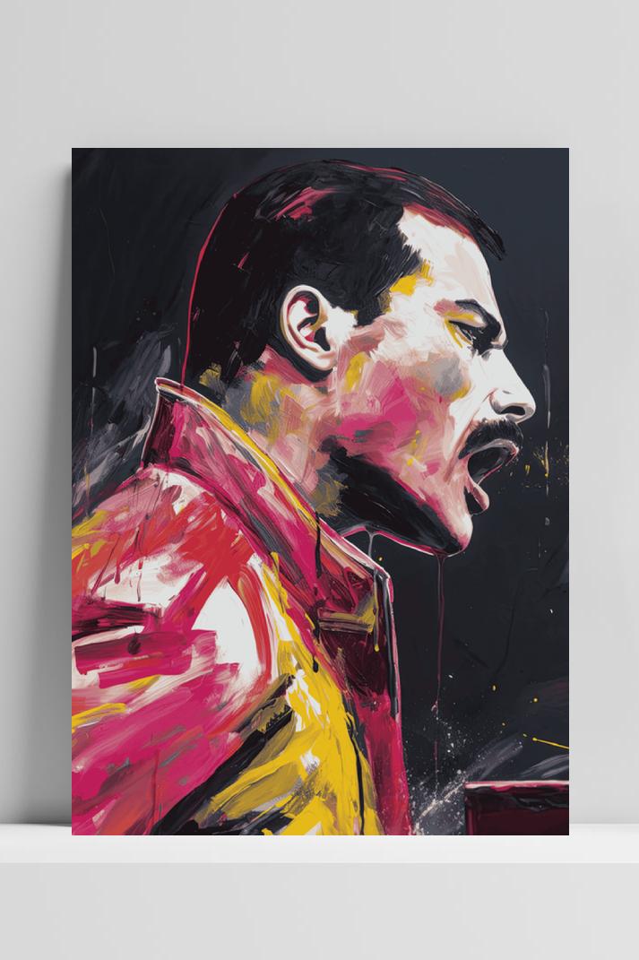 Freddie Mercury op 3mm aluminium dibond